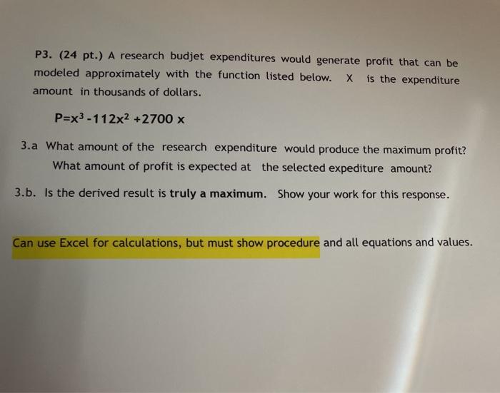 P3. (24 pt.) A research budjet expenditures would