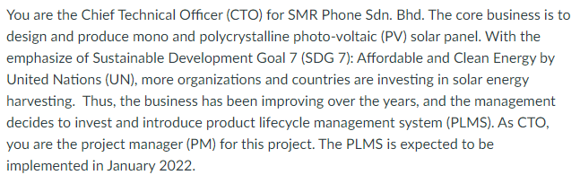 You are the Chief Technical Officer (CTO) for SMR