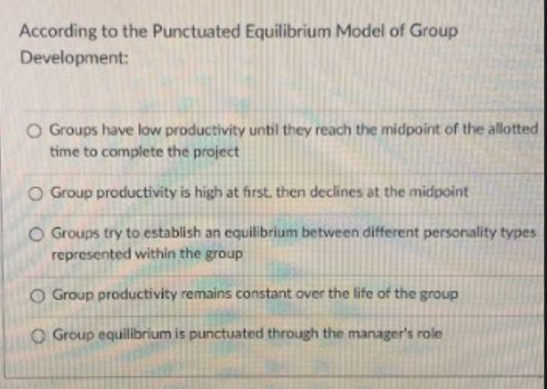 According to the Punctuated Equilibrium Model of