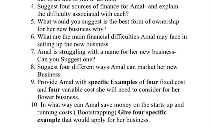 urgent !!! 4. Suggest four sources of finance for