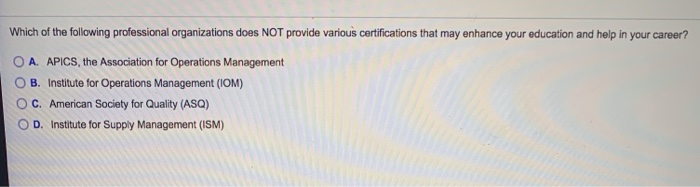 Which of the following professional organizations