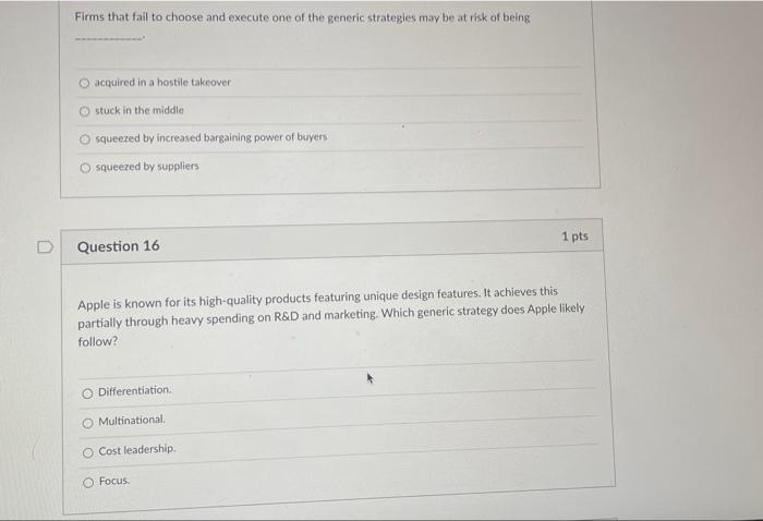Firms that fail to choose and execute one of the