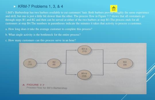 KRM-7 Problems 1,3 & 4 Bill's Barbershop has two