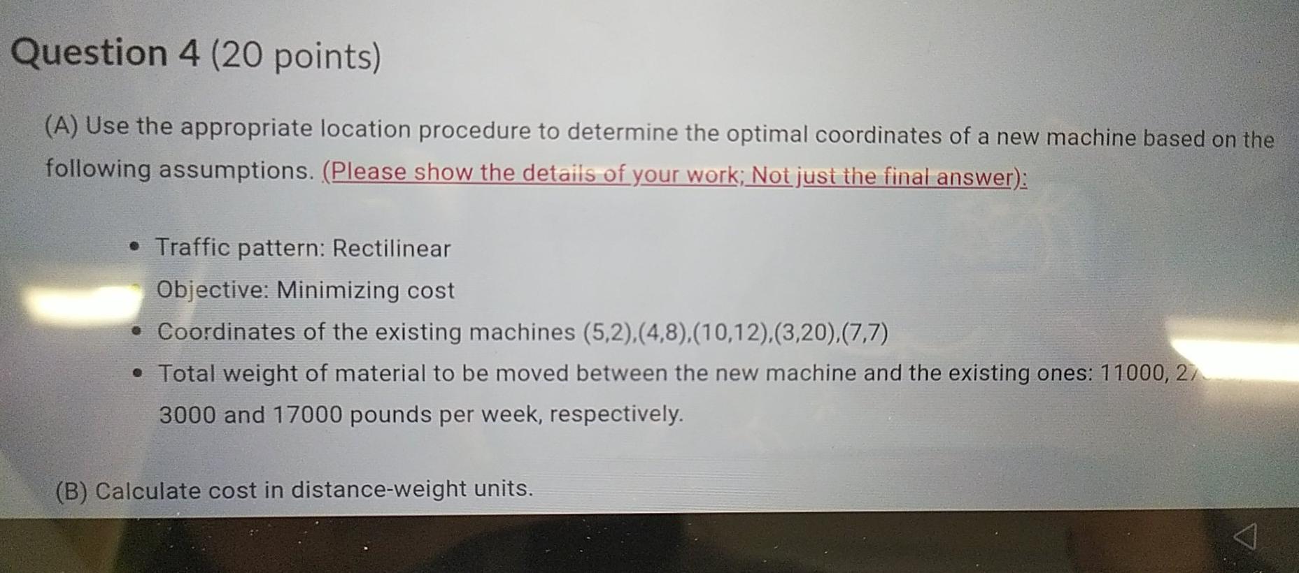Question 4 (20 points) (A) Use the appropriate