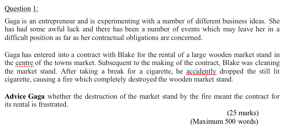 Question 1: Gaga is an entrepreneur and is