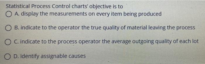 Statistical Process Control charts' objective is