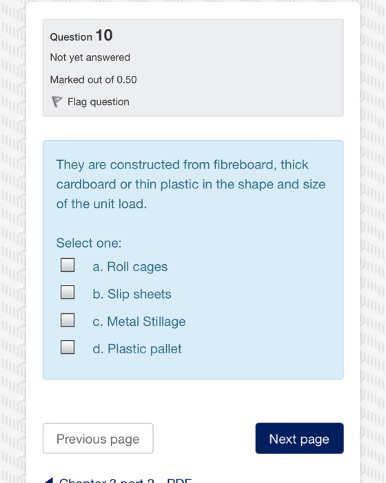 Question 10 Not yet answered Marked out of 0.50