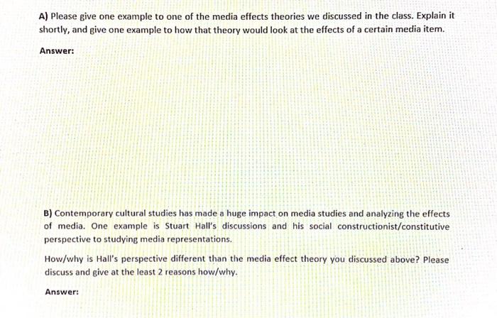 A) Please give one example to one of the media