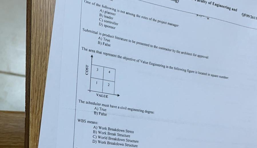 of Engineering and Q1992611 One of the following