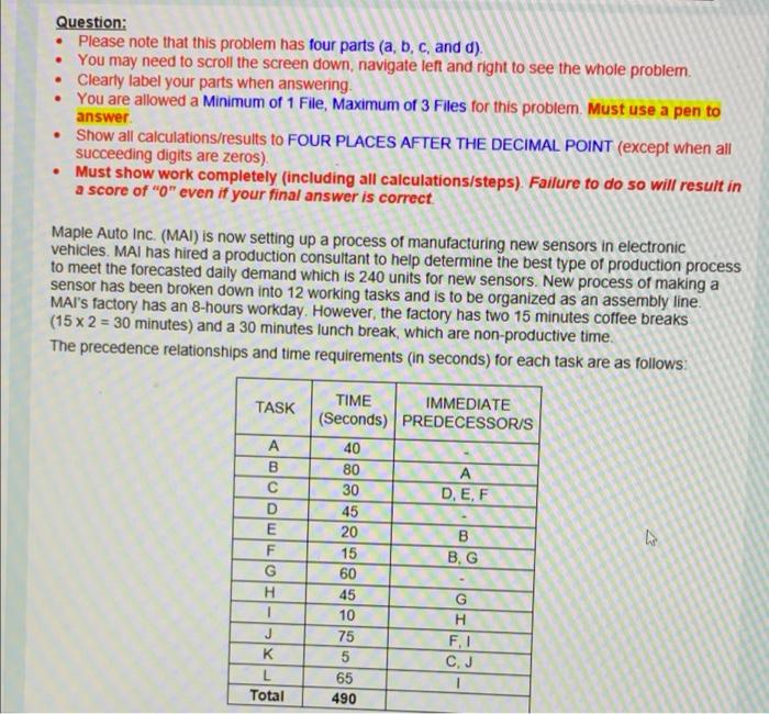 Question: Please note that this problem has four