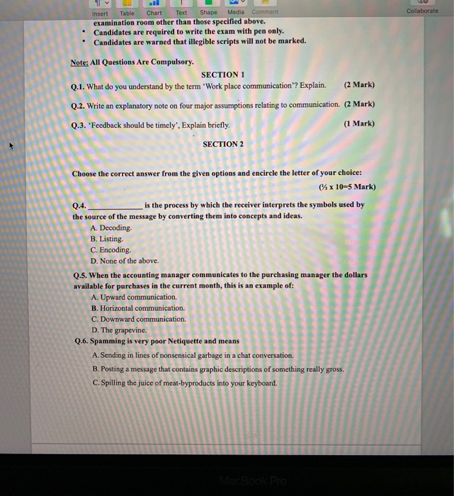 Collaborate E Insert Table Chart Text Shape Media