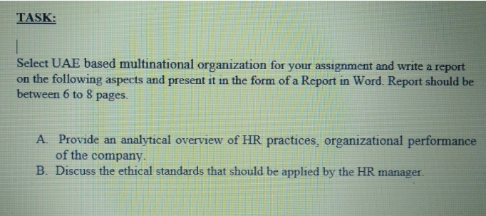 TASK: Select UAE based multinational organization