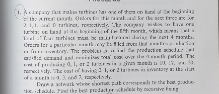 1. A company that makes turbines has one of them