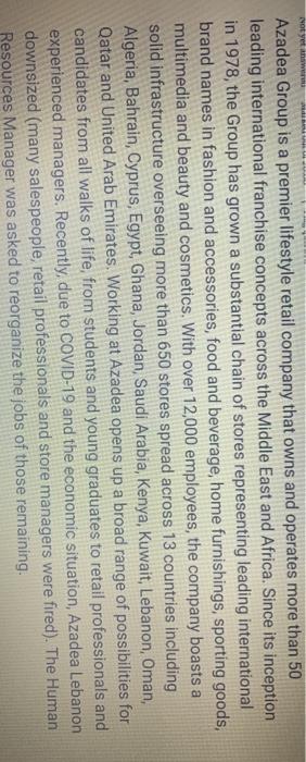 HR course Not yet anaw Azadea Group is a premier