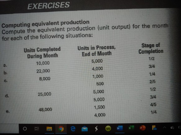 EXERCISES Computing equivalent production Compute