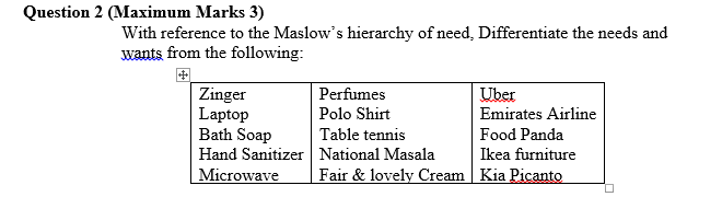 Question 2 (Maximum Marks 3) With reference to