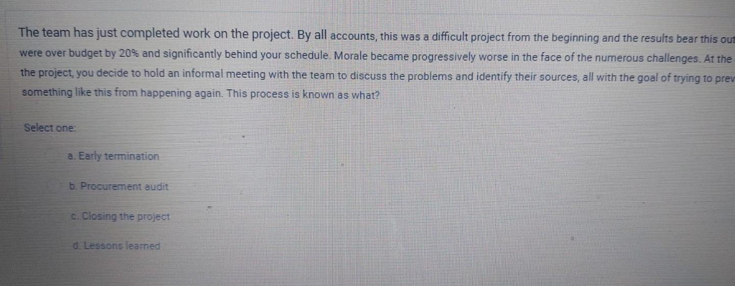 The team has just completed work on the project.