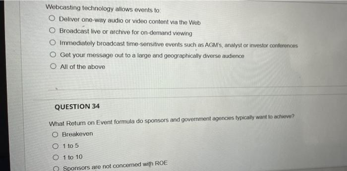 Webcasting technology allows events to O Deliver