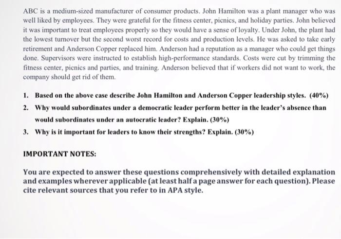 each question half page pleaseeee!!! ABC is a