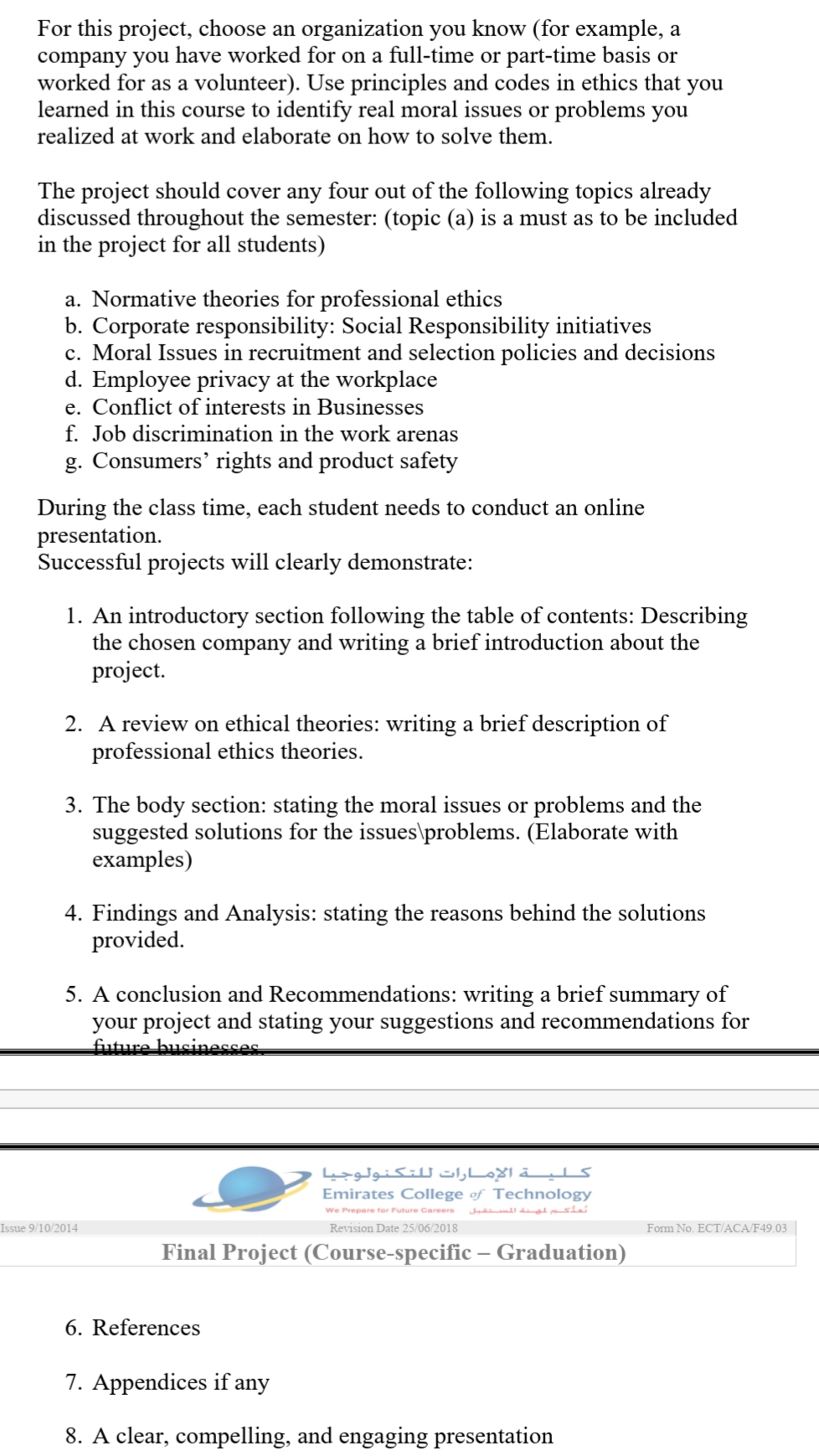 This project about professional ethics subject