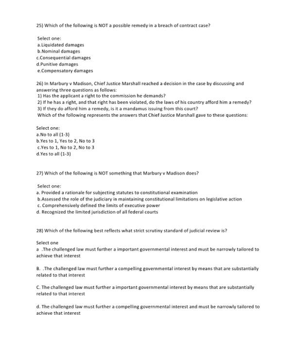 solve all answer please 25) Which of the