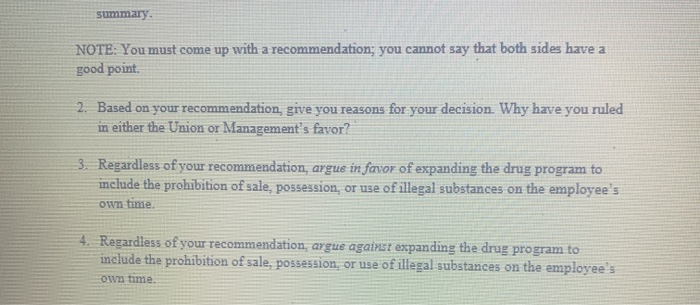 Case Study 9-2 Drug Testing The company and the