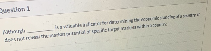 Question 1 Although is a valuable indicator for