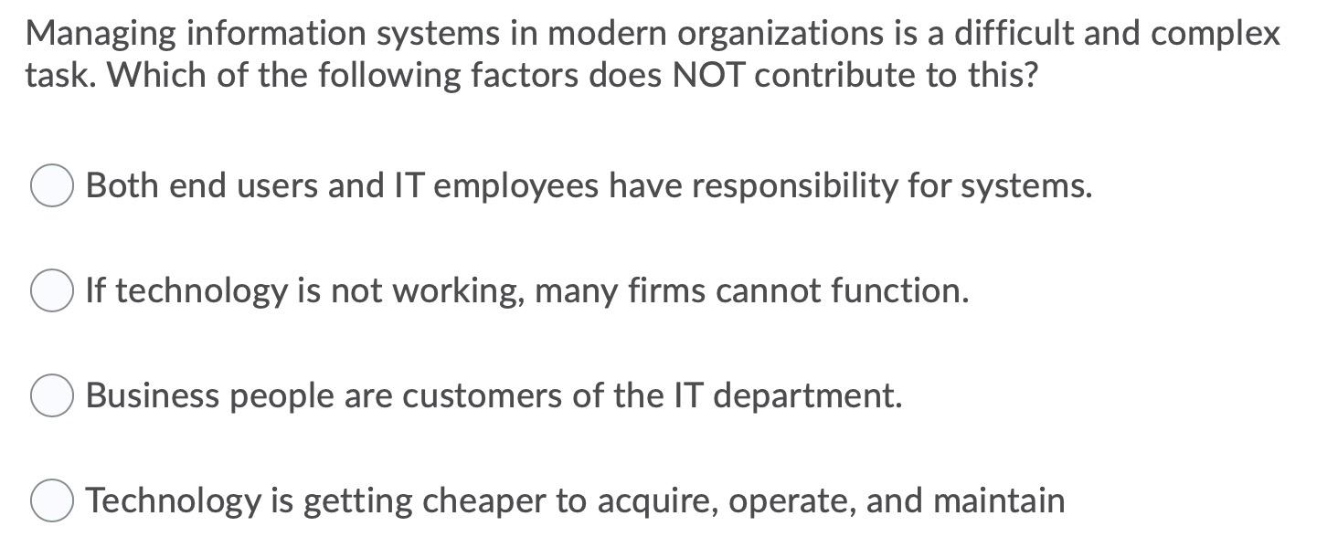 Managing information systems in modern