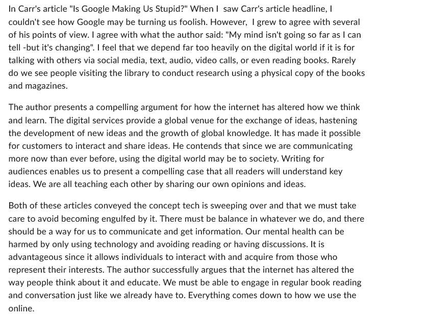 Need help written a agreeable answer to these two