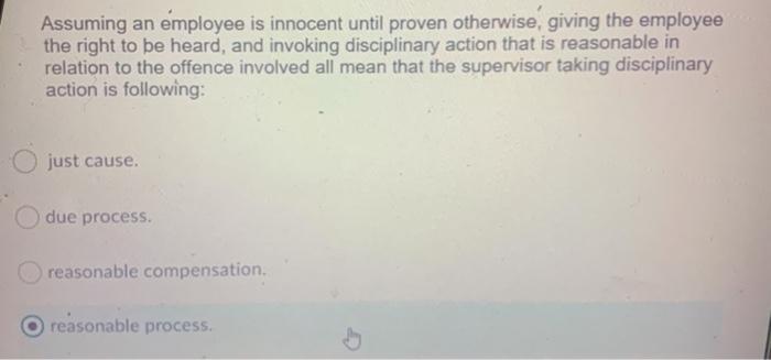 Assuming an employee is innocent until proven