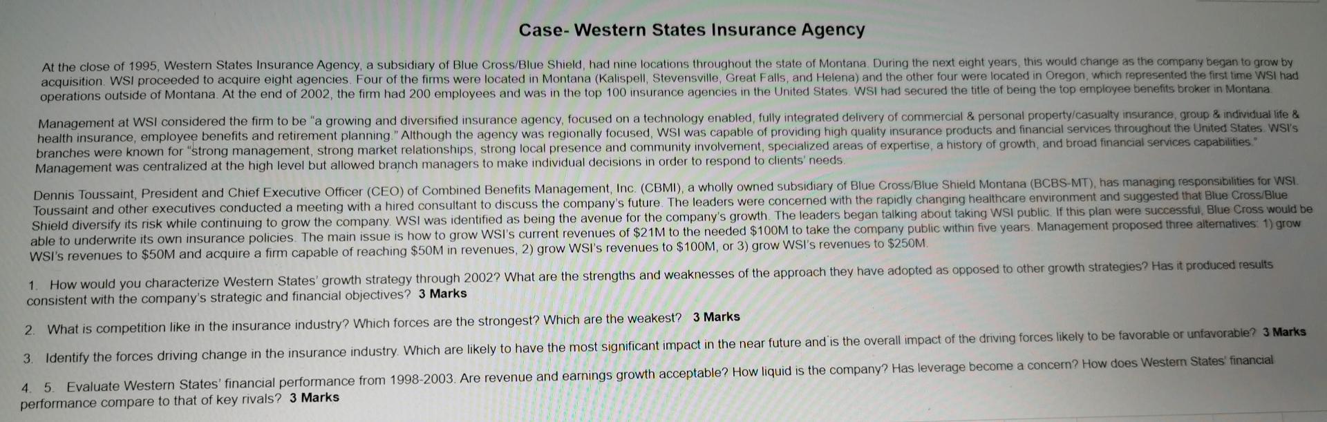 Case-Western States Insurance Agency At the close