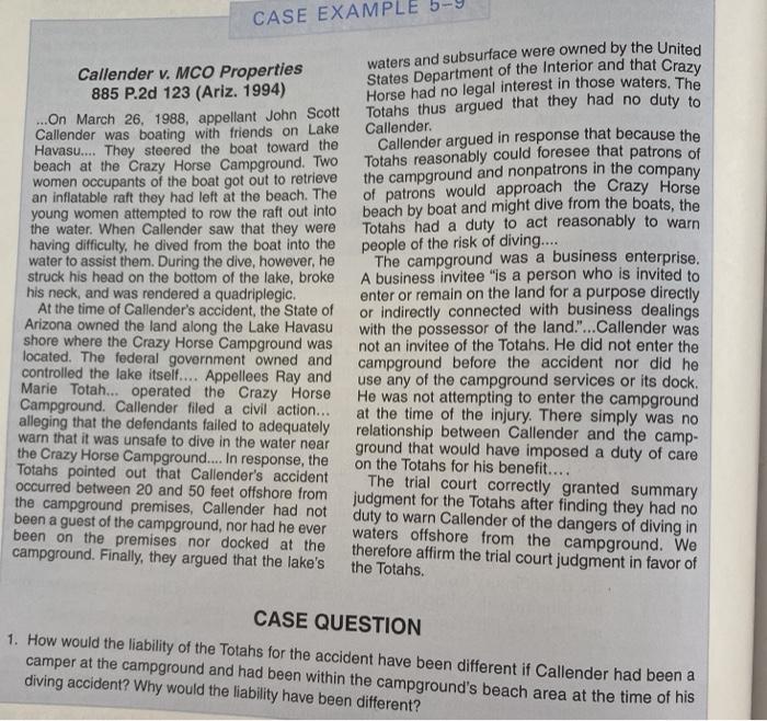 IRAC METHOD CASE EXAMPLE Callender v. MCO