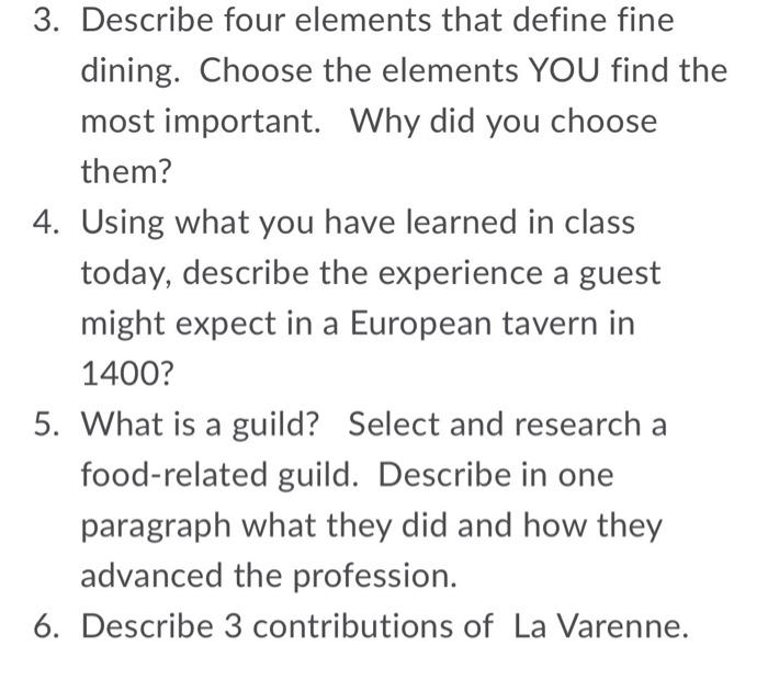 3. Describe four elements that define fine