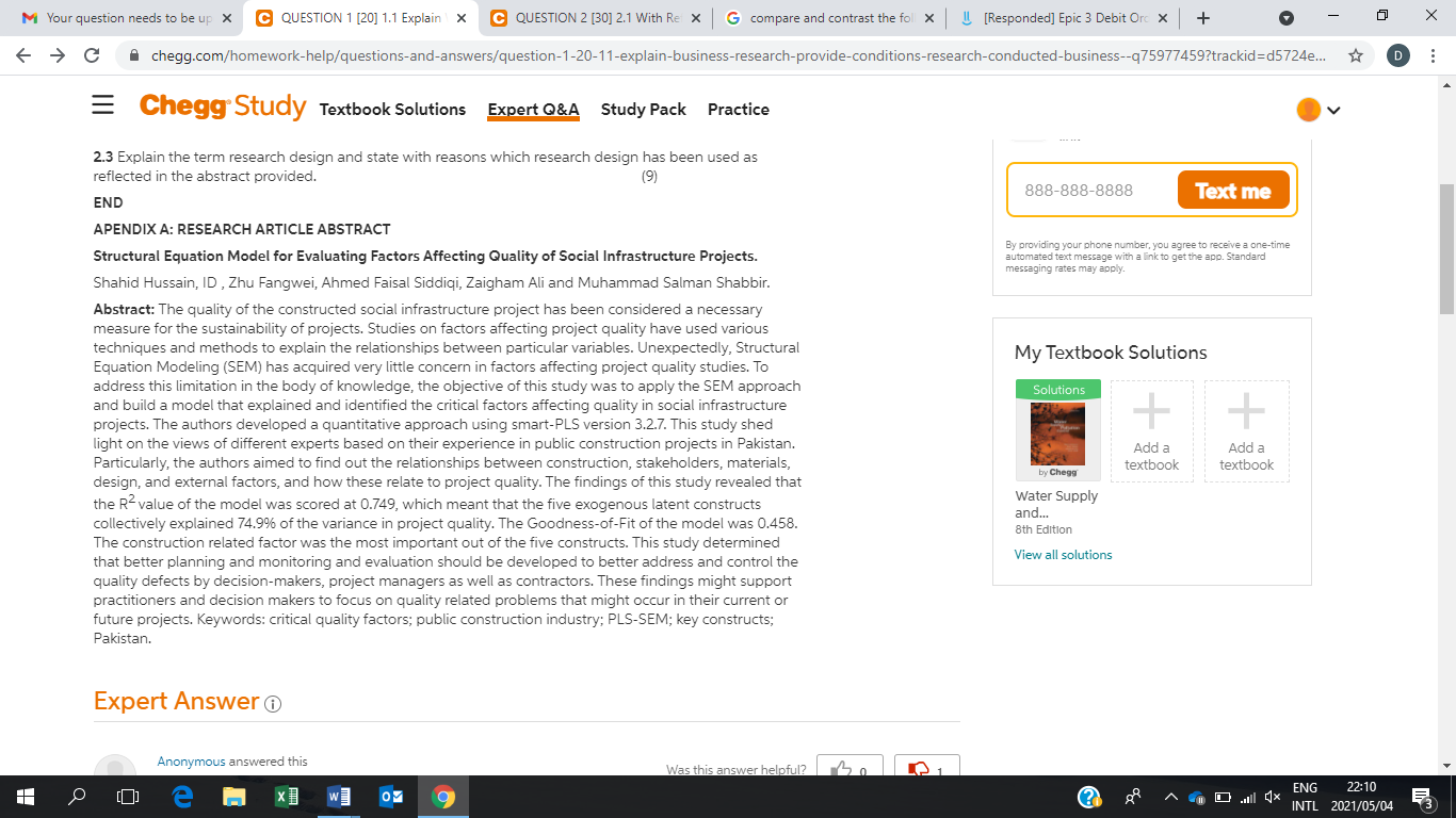 QUESTION 2 [30] 2.1 With reference to an abstract