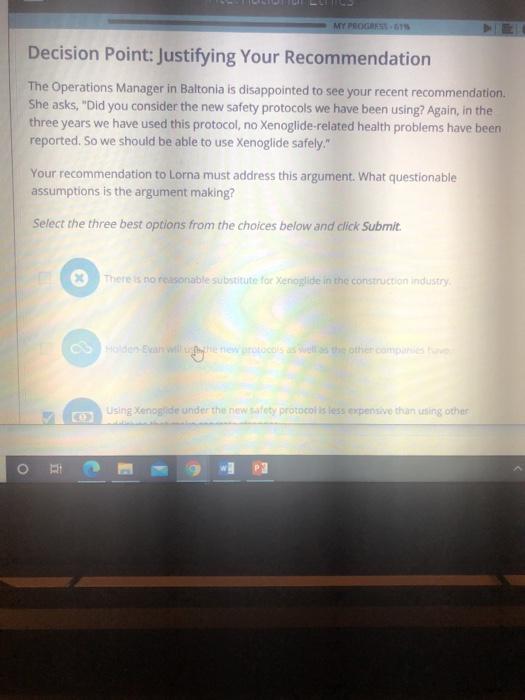 which 3 are correct? MY PROC.611 Decision Point: