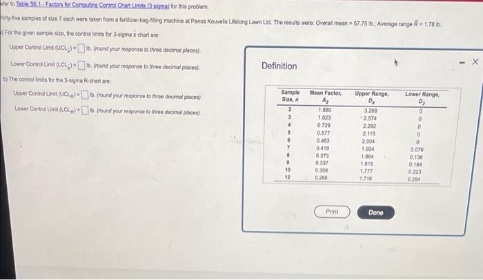 der to Table 56.1-Factors for Computing Control