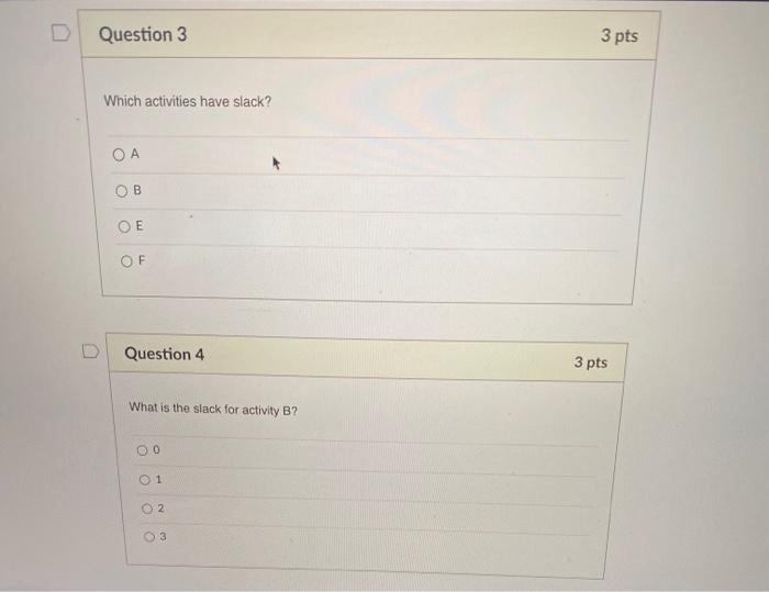 Question 1 3 pts Below are the project steps for