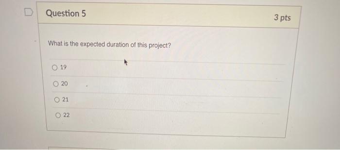 Question 1 3 pts Below are the project steps for