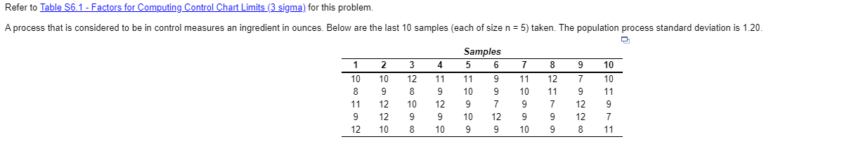 Refer to Table 56.1 - Factors for Computing