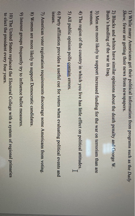 1-10. true or false 1) While many Americans get