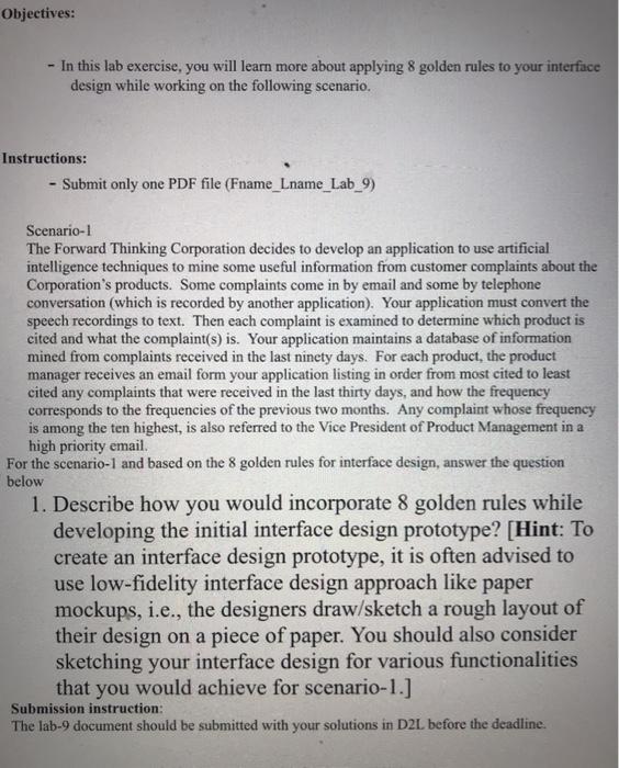 Objectives: In this lab exercise, you will learn