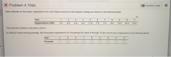 a) Using a 3-year moving average, the forecasted