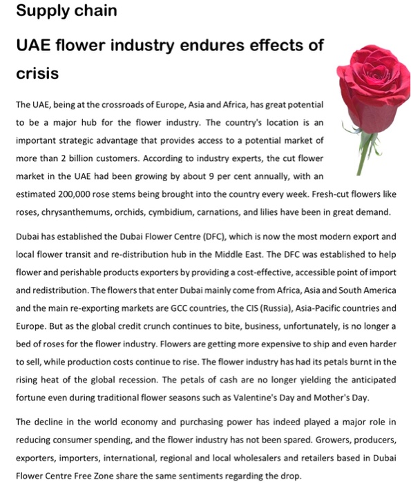 question 3 only Supply chain UAE flower industry
