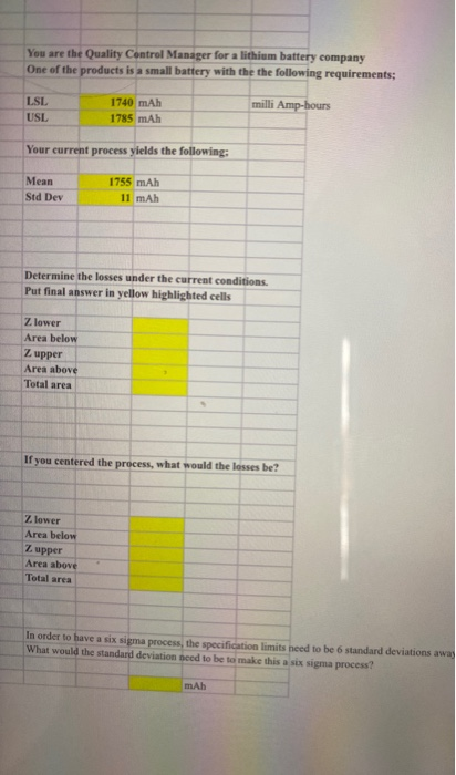You are the Quality Control Manager for a lithium