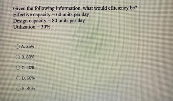 Given the following information, what would