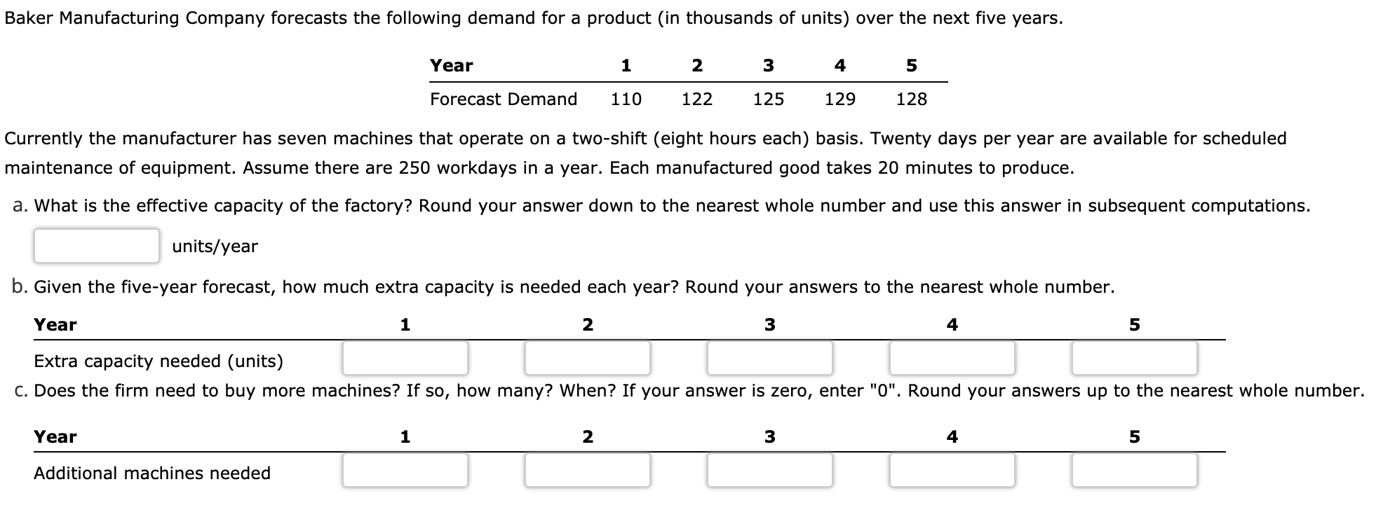 Baker Manufacturing Company forecasts the