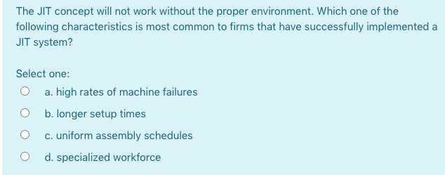 The JIT concept will not work without the proper