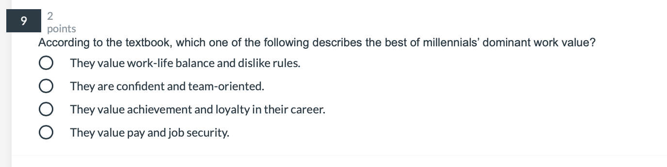 9 2 points According to the textbook, which one