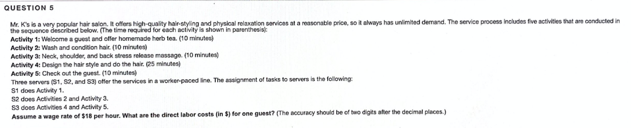 Please complete the following question showing