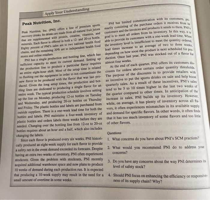 Apply Your Understanding PNI has limited